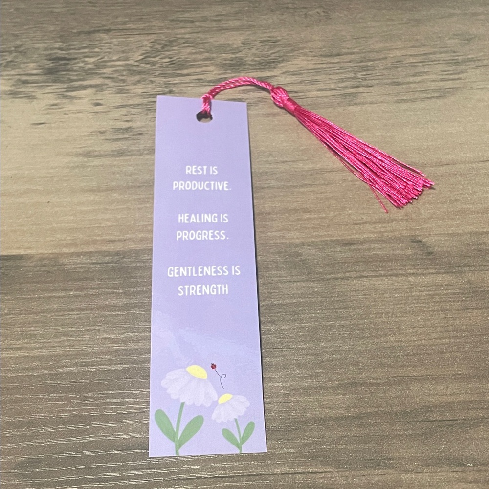 Purple Floral Tassel Bookmark - Inspirational Quote